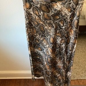 Zara Snake Pattern Midi Skirt with side Slit